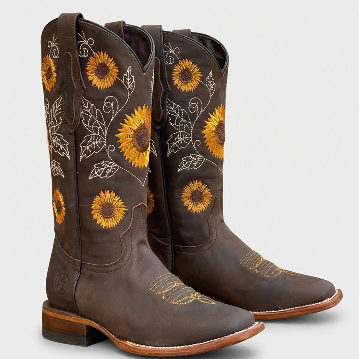 Solrosbroderad western-cowboystövel - Yvette