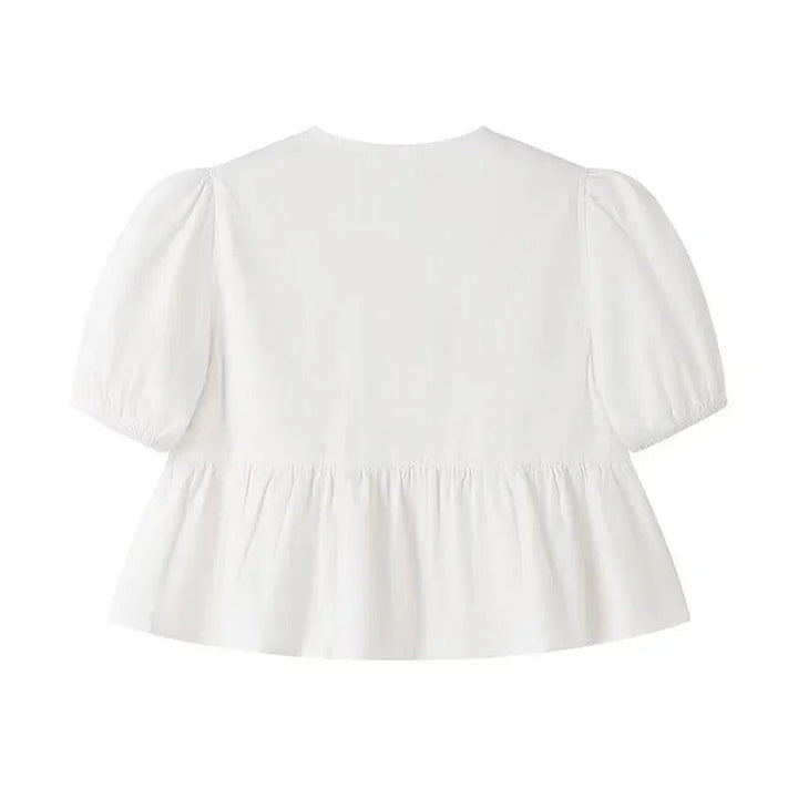 Kvinnors Ruffle Crop Top med Framtid Rosett i Svart/Vit