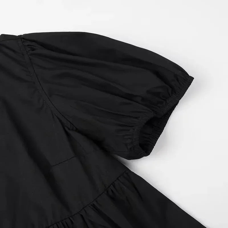 Kvinnors Ruffle Crop Top med Framtid Rosett i Svart/Vit