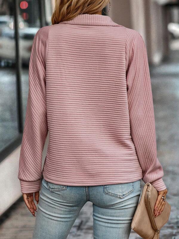 Sweatshirt med halv dragkedja | Loose Fit | V-Neck | Pullover med halv dragkedja | Damkläder