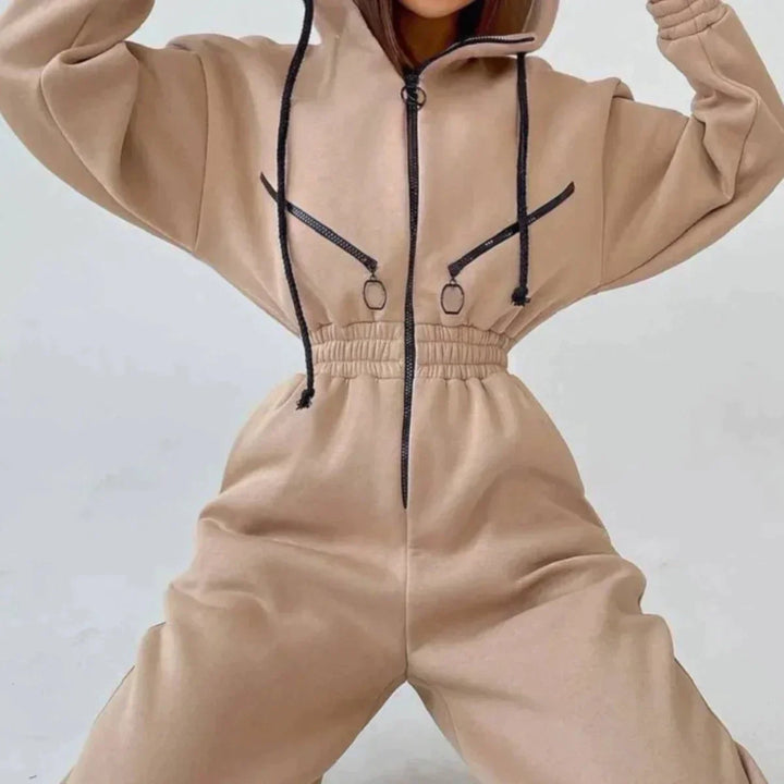 Sweatshirt-overall | Med huva | Rynkad midja | Casual overall | Damoverall