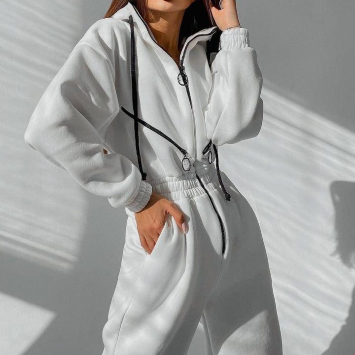 Sweatshirt-overall | Med huva | Rynkad midja | Casual overall | Damoverall