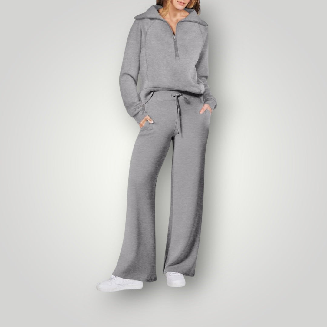 Sweatsuit - Tvådelad träningsoverall med vida ben och joggerset för kvinnor