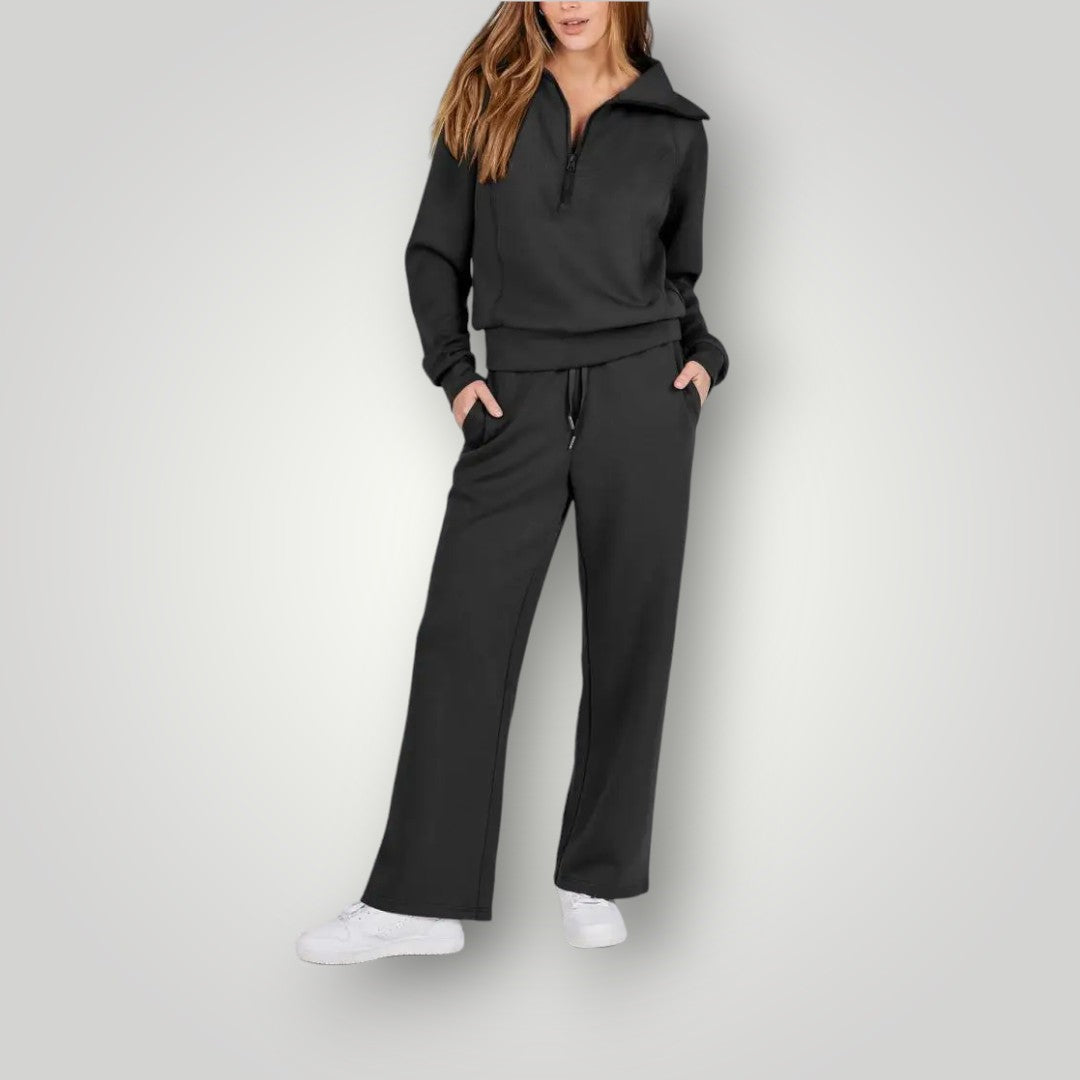 Sweatsuit - Tvådelad träningsoverall med vida ben och joggerset för kvinnor
