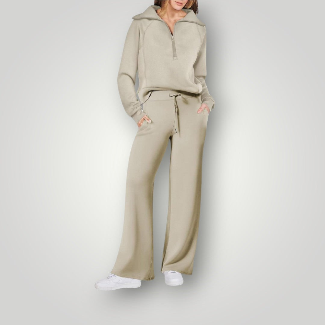 Sweatsuit - Tvådelad träningsoverall med vida ben och joggerset för kvinnor
