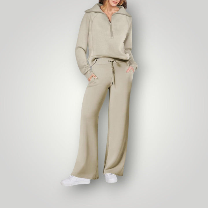 Sweatsuit - Tvådelad träningsoverall med vida ben och joggerset för kvinnor