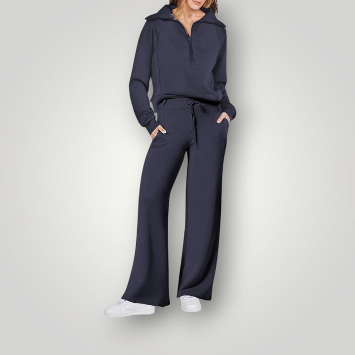 Sweatsuit - Tvådelad träningsoverall med vida ben och joggerset för kvinnor