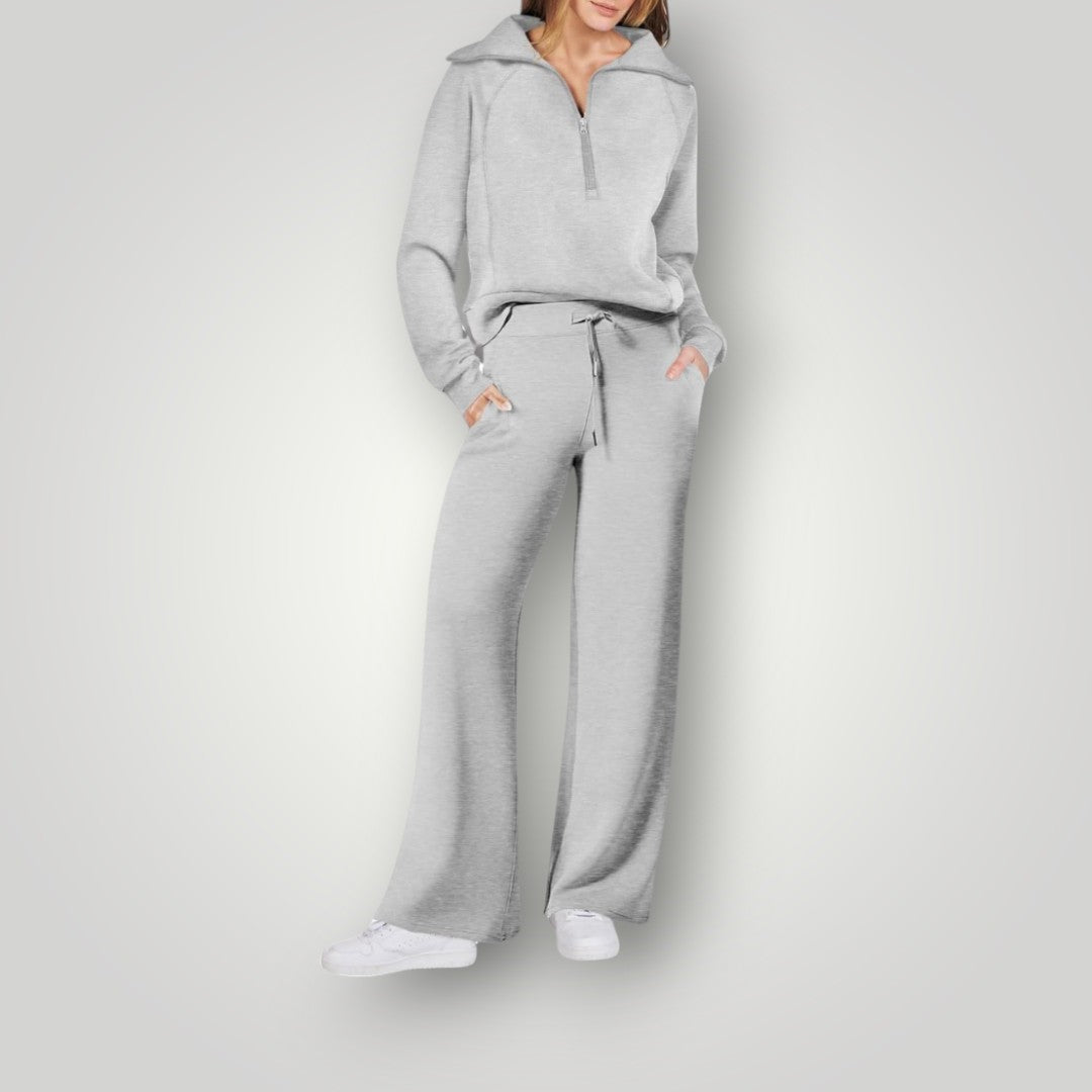 Sweatsuit - Tvådelad träningsoverall med vida ben och joggerset för kvinnor