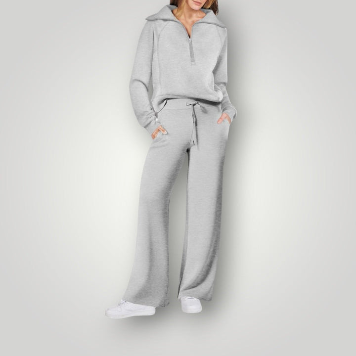 Sweatsuit - Tvådelad träningsoverall med vida ben och joggerset för kvinnor