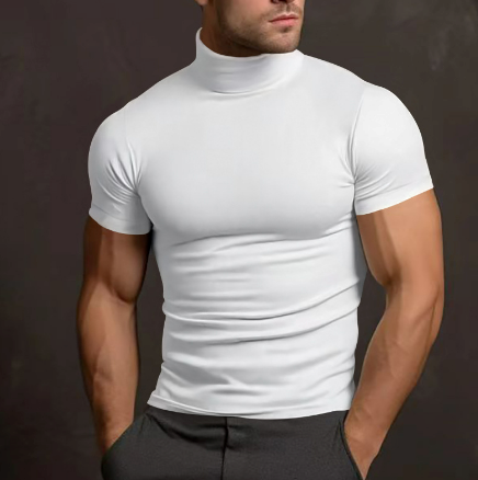 T-shirt med sköldpaddshals - Slim Fit-tröja med hög hals för män