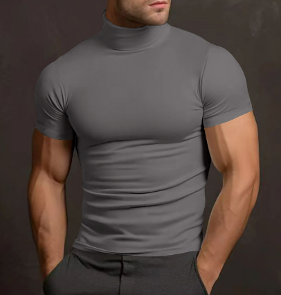 T-shirt med sköldpaddshals - Slim Fit-tröja med hög hals för män