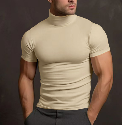 T-shirt med sköldpaddshals - Slim Fit-tröja med hög hals för män
