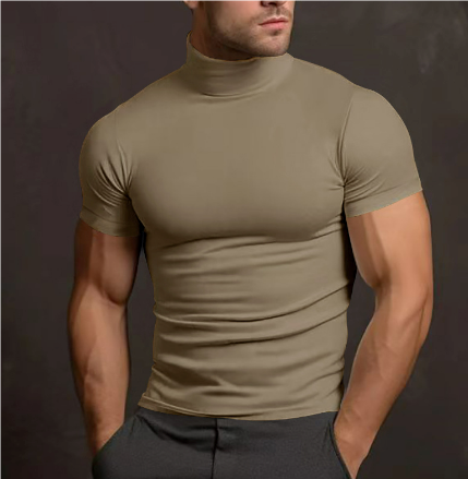 T-shirt med sköldpaddshals - Slim Fit-tröja med hög hals för män