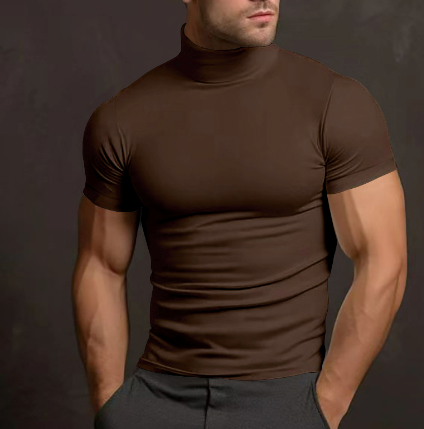 T-shirt med sköldpaddshals - Slim Fit-tröja med hög hals för män