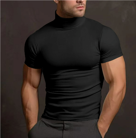 T-shirt med sköldpaddshals - Slim Fit-tröja med hög hals för män