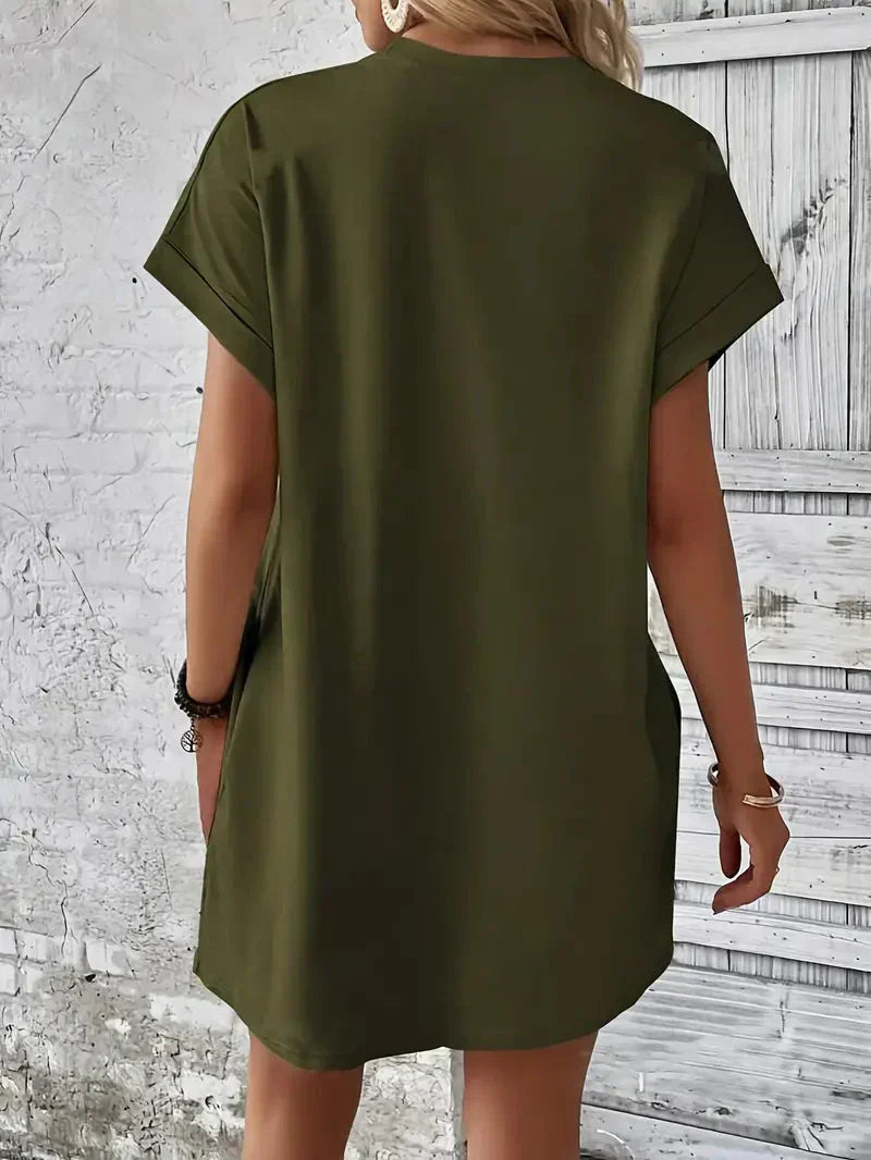 T-shirtklänning – Casual – Löst sittande – Miniklänning – Sommarklänning