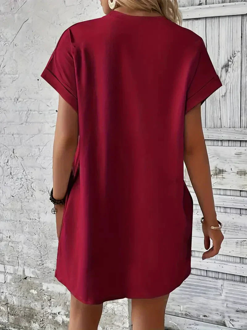 T-shirtklänning – Casual – Löst sittande – Miniklänning – Sommarklänning