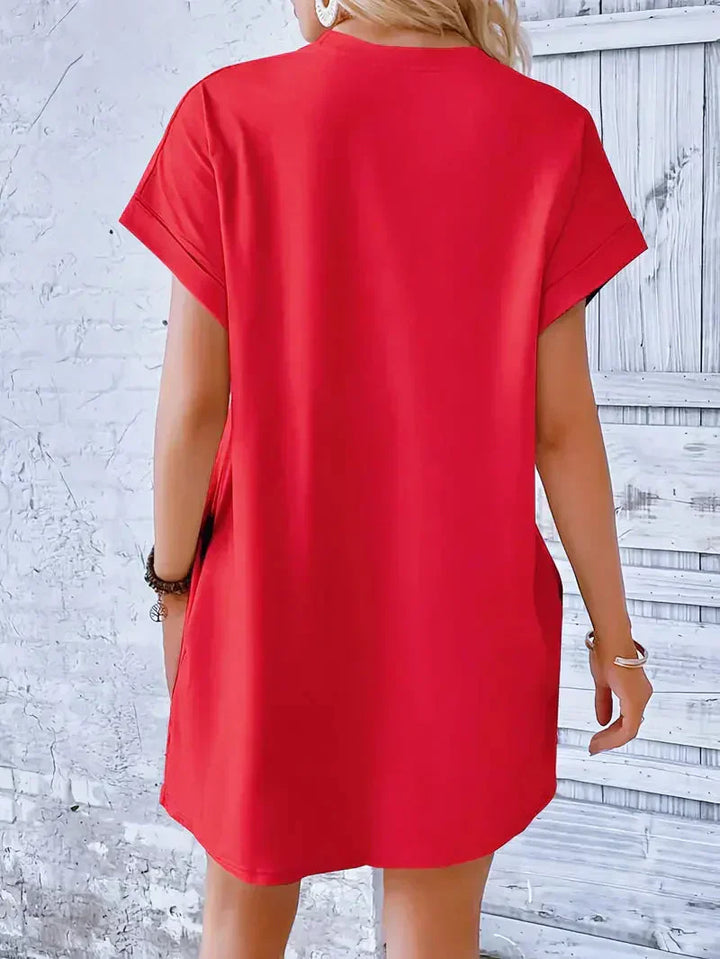 T-shirtklänning – Casual – Löst sittande – Miniklänning – Sommarklänning