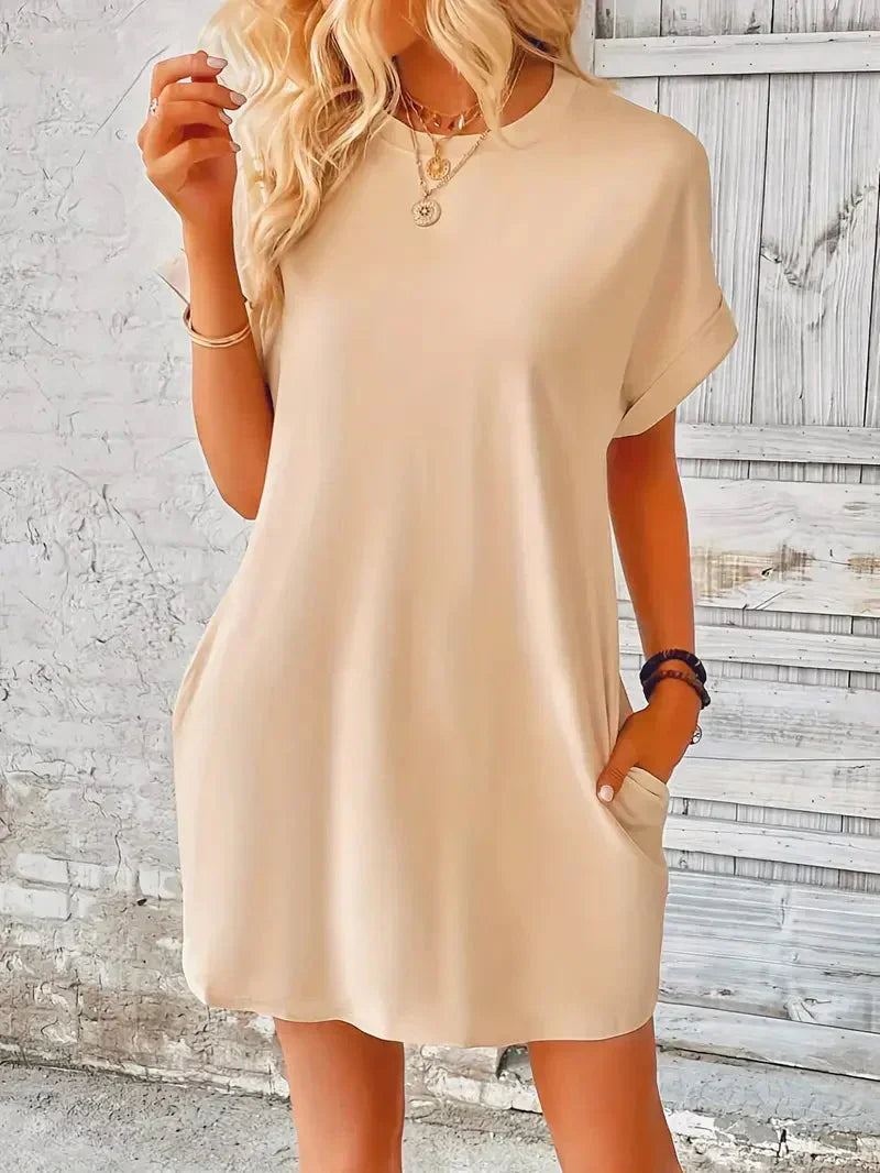 T-shirtklänning – Casual – Löst sittande – Miniklänning – Sommarklänning