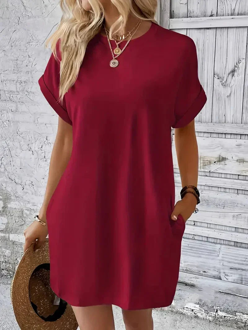 T-shirtklänning – Casual – Löst sittande – Miniklänning – Sommarklänning