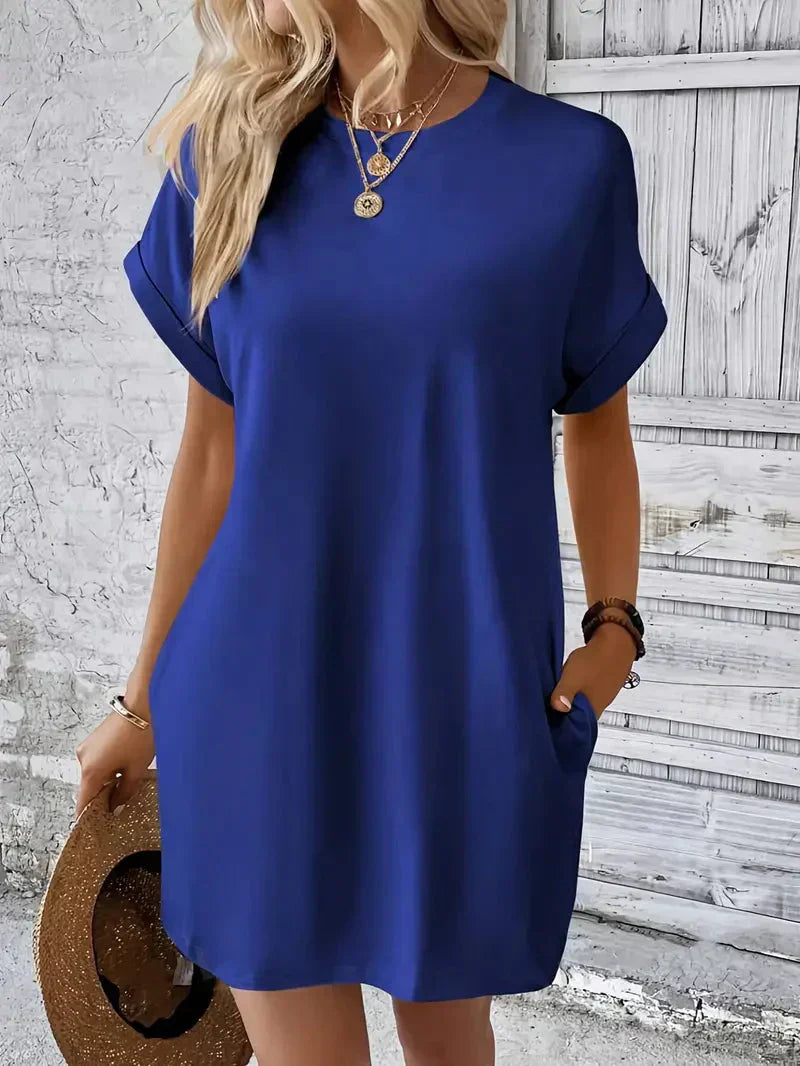 T-shirtklänning – Casual – Löst sittande – Miniklänning – Sommarklänning