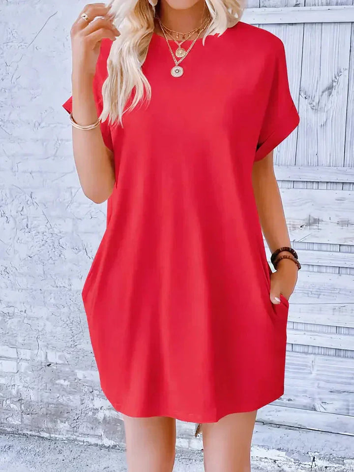 T-shirtklänning – Casual – Löst sittande – Miniklänning – Sommarklänning