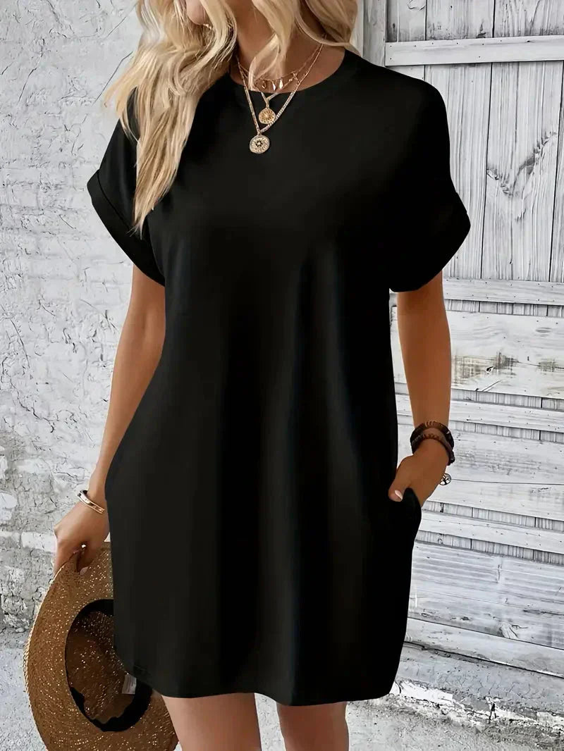 T-shirtklänning – Casual – Löst sittande – Miniklänning – Sommarklänning
