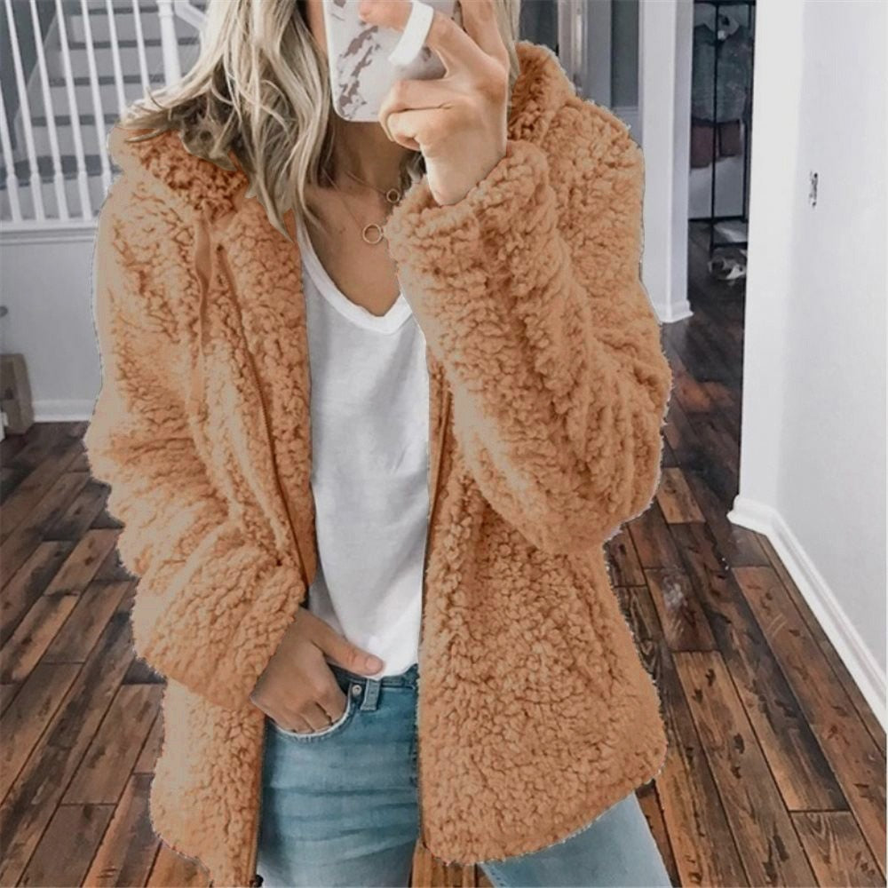 Teddy Cardigan - Zip-Up - Vinter - Fluffig Cardigan - Fleecejacka för kvinnor