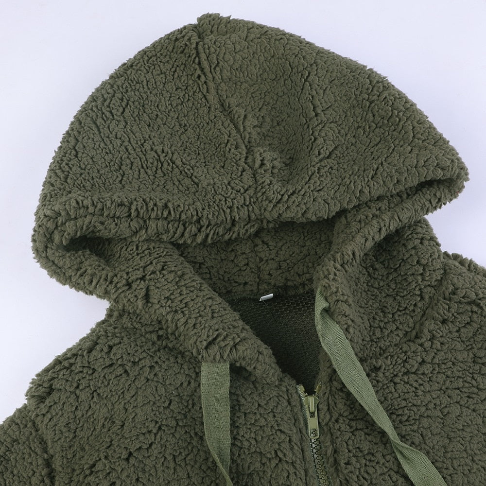 Teddy Cardigan - Zip-Up - Vinter - Fluffig Cardigan - Fleecejacka för kvinnor