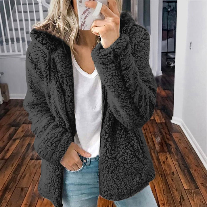 Teddy Cardigan - Zip-Up - Vinter - Fluffig Cardigan - Fleecejacka för kvinnor