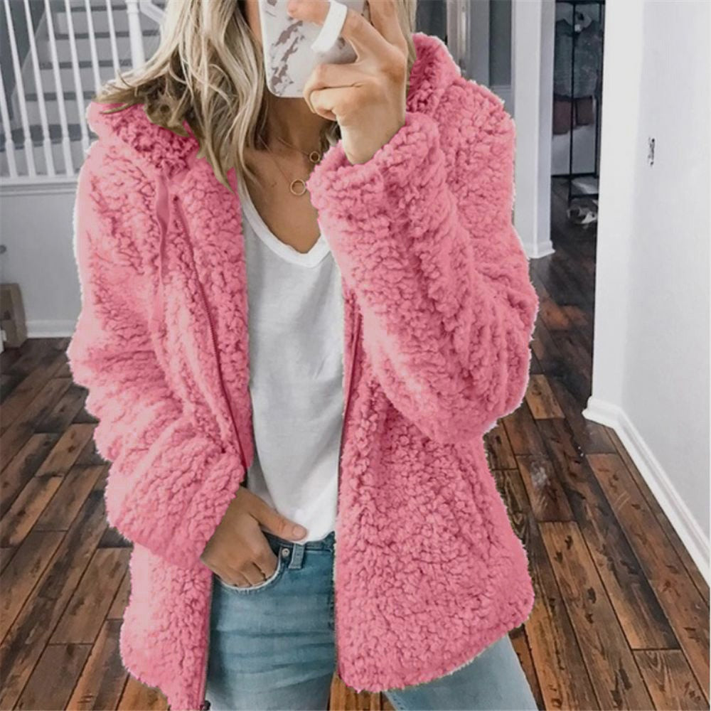 Teddy Cardigan - Zip-Up - Vinter - Fluffig Cardigan - Fleecejacka för kvinnor