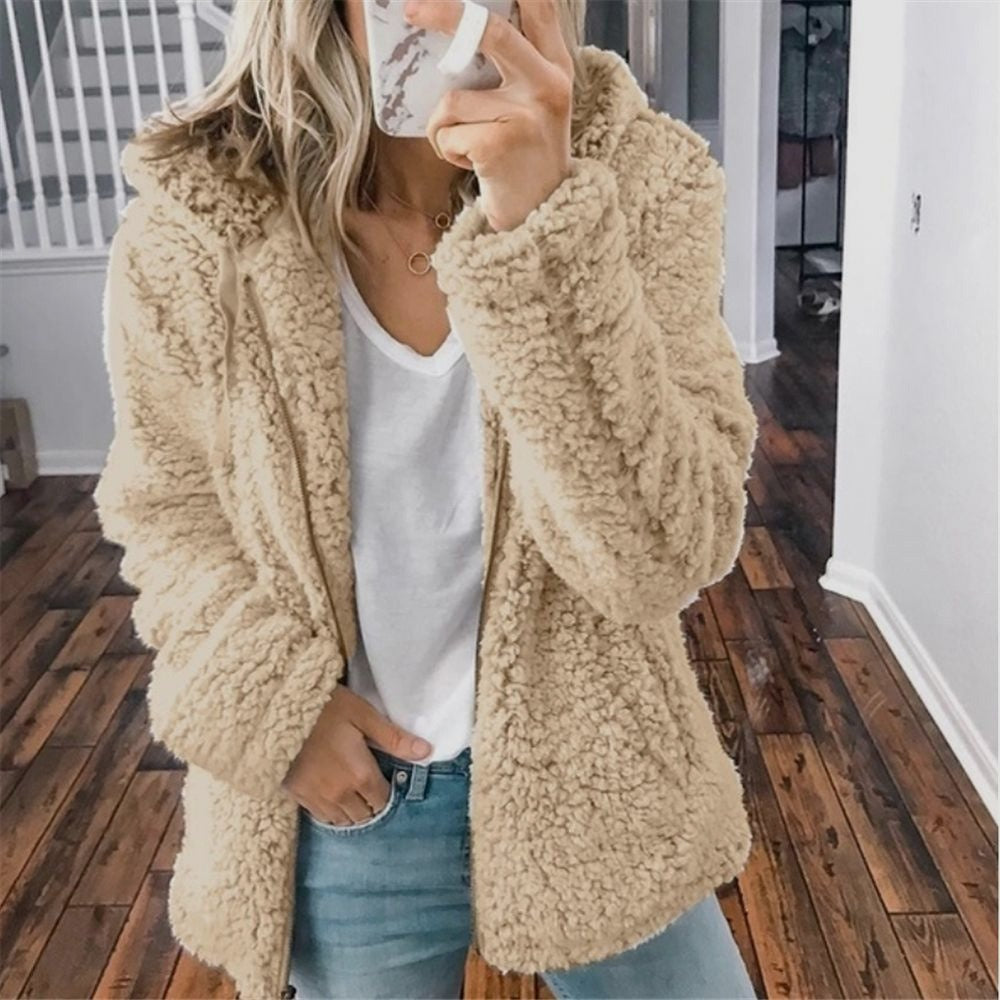 Teddy Cardigan - Zip-Up - Vinter - Fluffig Cardigan - Fleecejacka för kvinnor