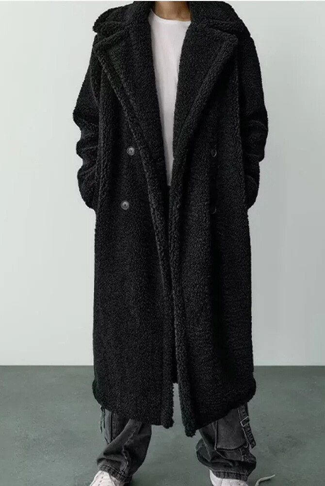 Teddy Coat | Dubbelknäppt | Fuskpäls | Vinterjacka | Lång överrock Dam