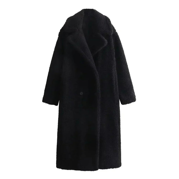 Teddy Coat | Dubbelknäppt | Fuskpäls | Vinterjacka | Lång överrock Dam