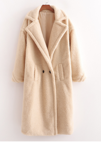 Teddy Coat | Fuskpäls | Dubbelknäppt | Lång vinterrock | Lång överrock Dam