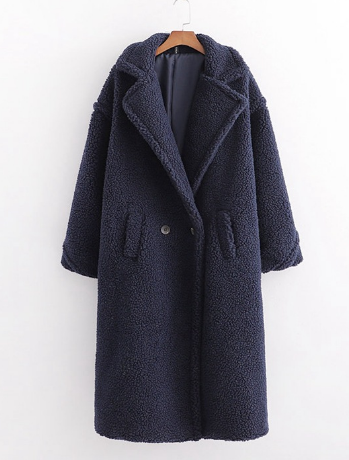 Teddy Coat | Fuskpäls | Dubbelknäppt | Lång vinterrock | Lång överrock Dam