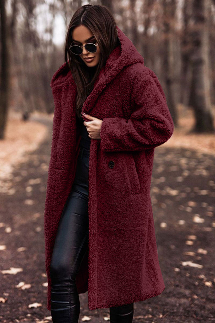 Teddy Coat | Hooded | Faux Fur | Long Coat | Vinterjacka för kvinnor