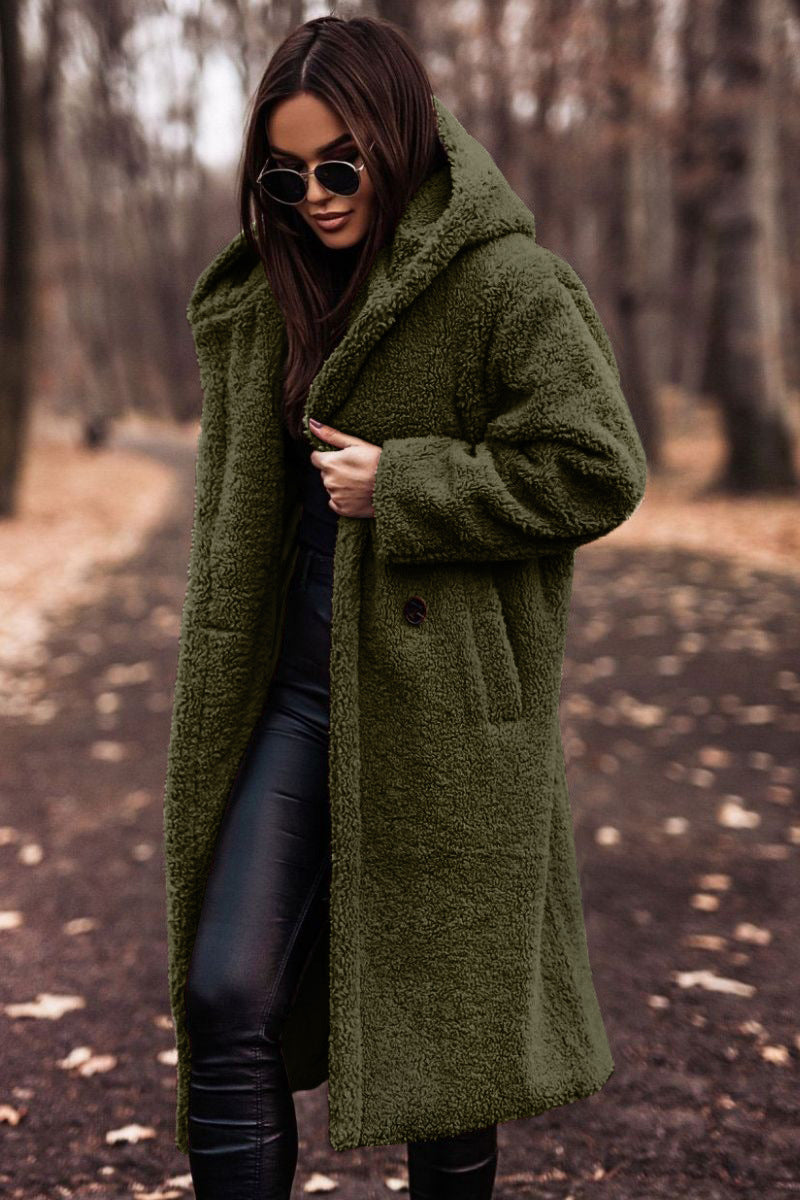 Teddy Coat | Hooded | Faux Fur | Long Coat | Vinterjacka för kvinnor