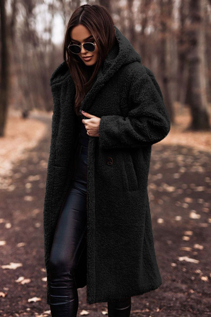 Teddy Coat | Hooded | Faux Fur | Long Coat | Vinterjacka för kvinnor