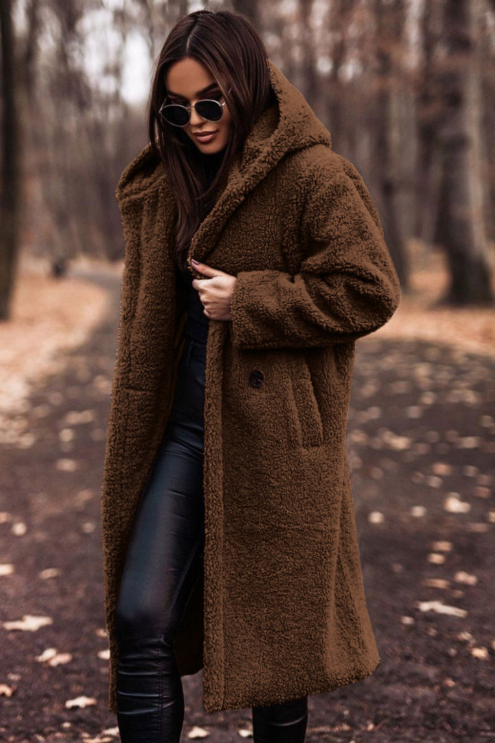Teddy Coat | Hooded | Faux Fur | Long Coat | Vinterjacka för kvinnor