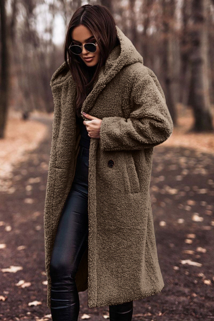 Teddy Coat | Hooded | Faux Fur | Long Coat | Vinterjacka för kvinnor