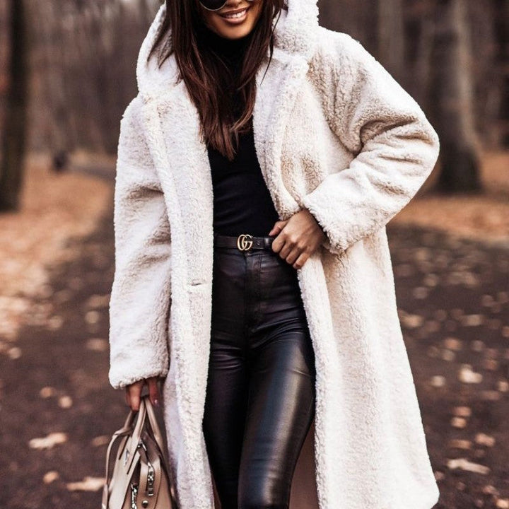 Teddy Coat | Hooded | Faux Fur | Long Coat | Vinterjacka för kvinnor