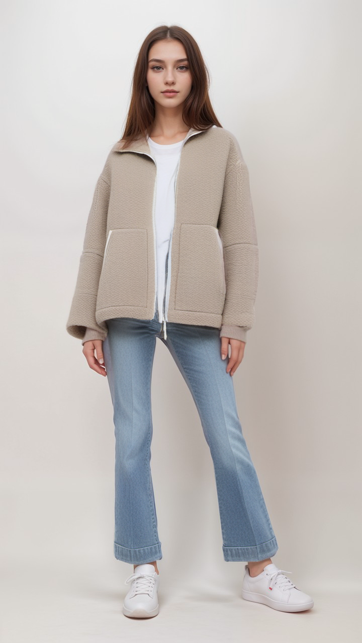 Teddy Fleecejacka - Zip-Up - Hög krage - Teddyjacka - Fleecejacka för damer