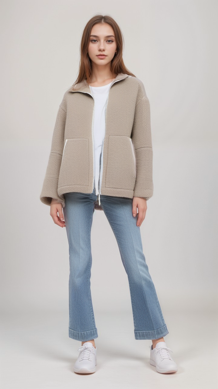 Teddy Fleecejacka - Zip-Up - Hög krage - Teddyjacka - Fleecejacka för damer