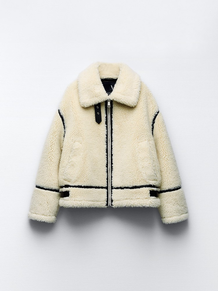 Teddy Jacket - Vit överdimensionerad vinterjacka i fuskpäls för dam