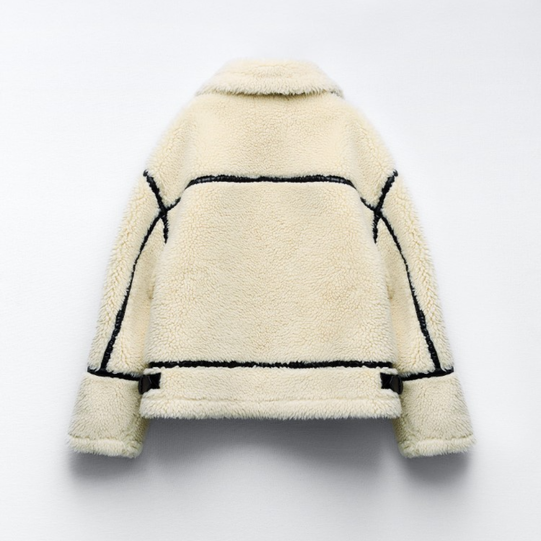 Teddyjacka | Vit | Fleece | Faux Fur Coat | Vinterjackor och -kappor för damer