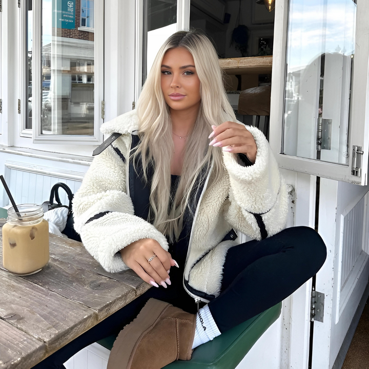 Teddyjacka | Vit | Fleece | Faux Fur Coat | Vinterjackor och -kappor för damer