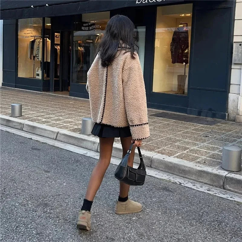 Teddyjas - Beige - Kort - Jas van imitatiebont - Damesjas