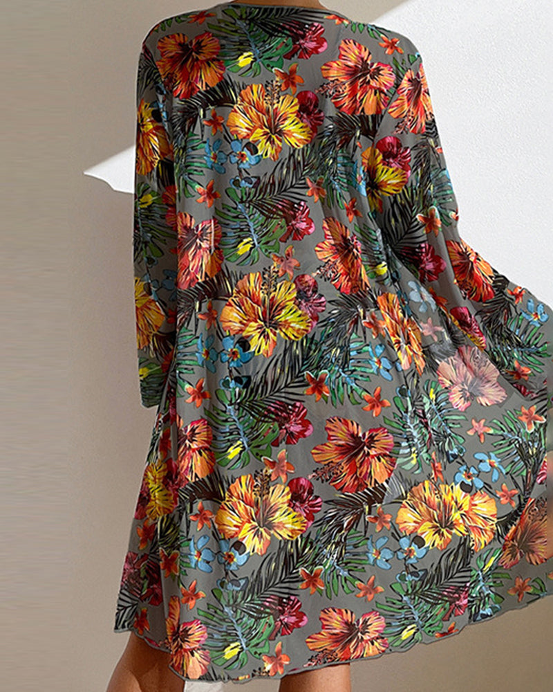 Tredelat tropiskt blommigt bikiniset - Dixie