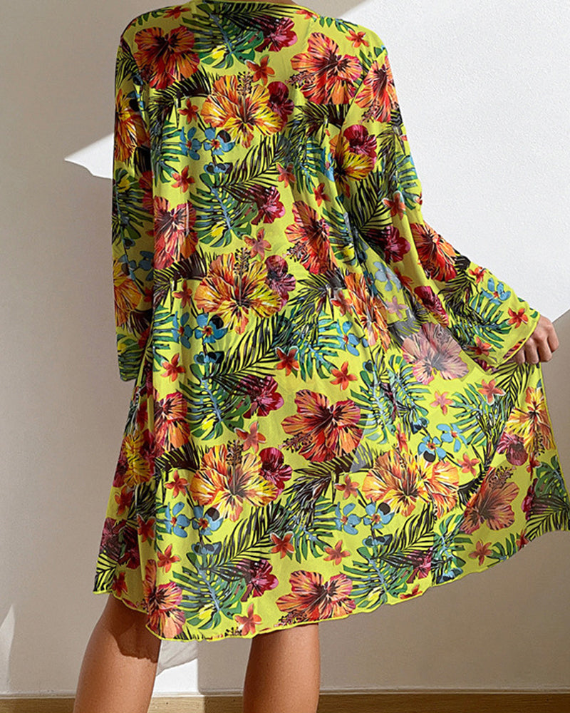 Tredelat tropiskt blommigt bikiniset - Dixie